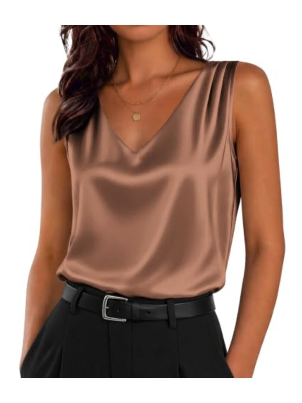 Zeagoo Satin Camisole Tank Top Sleeveless V Neck Work Blouse